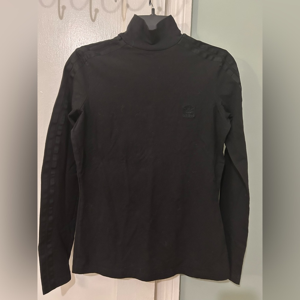 Black adidas low mock turtleneck long sleeve youth 12/adult XS